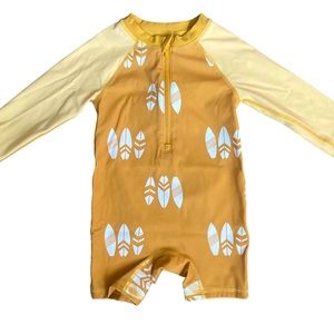 Modern Moments Orange body swimsuit with surfboard pattern